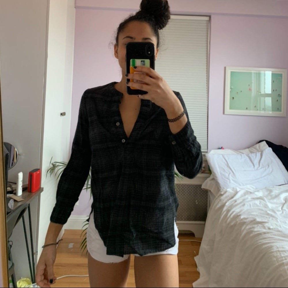 Theory flannel 3/4 sleeve top